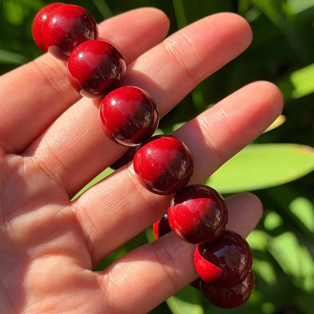 16mm‎ stretchable cinnabar bracelet 0872